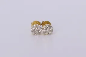 10k Yellow Gold Flower Cluster Earrings .330Ctw