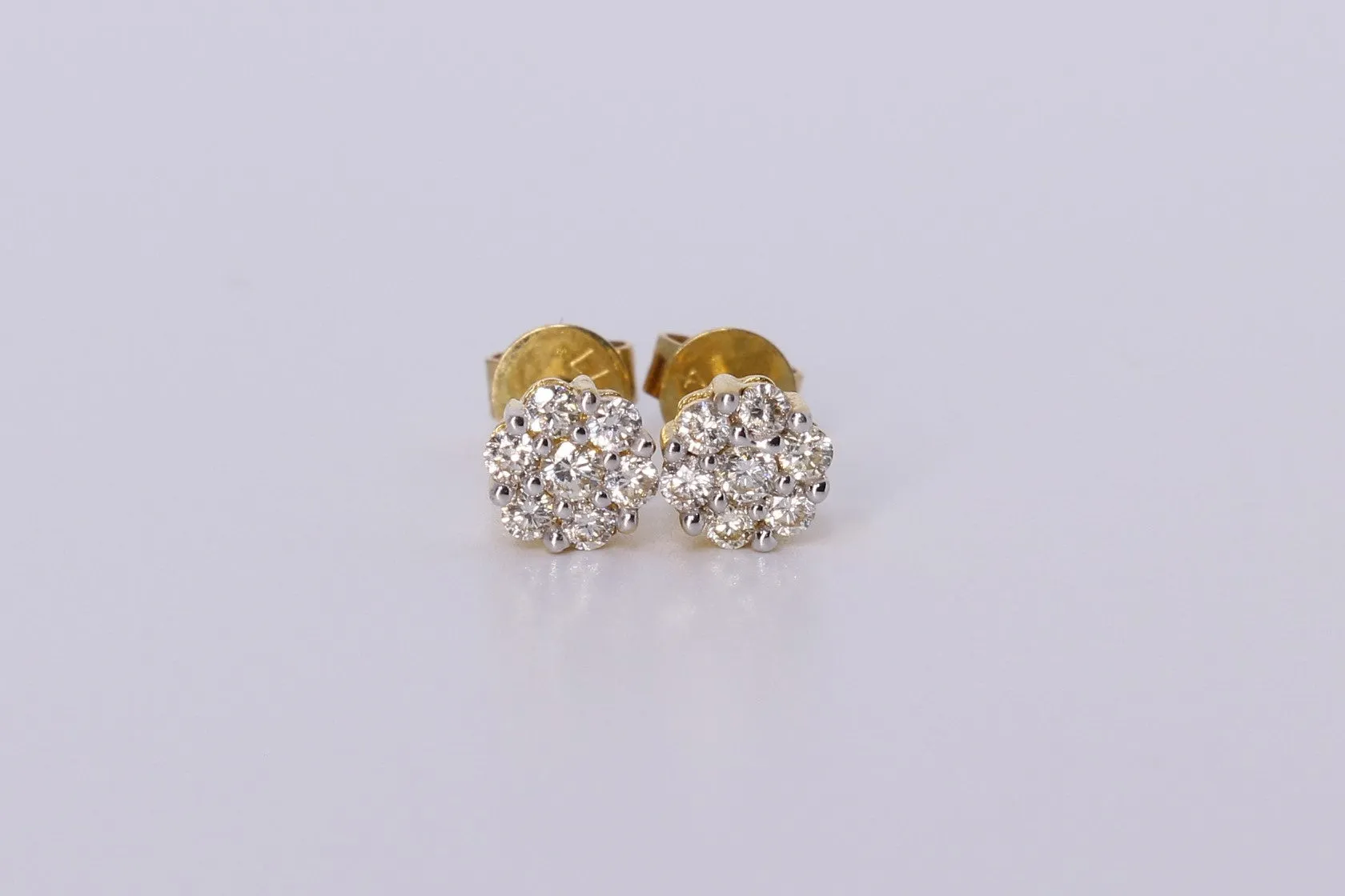 10k Yellow Gold Flower Cluster Earrings .330Ctw