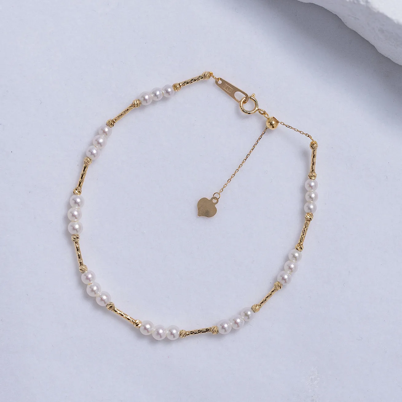 18K Solid Gold Freshwater Pearl Bracelet KB00023