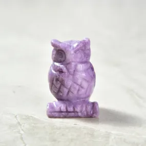 2 Lepidolite Owl Natural Gemstone Carving