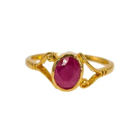 22K Yellow Gold Ruby Ring W/ Vintage Split Shank