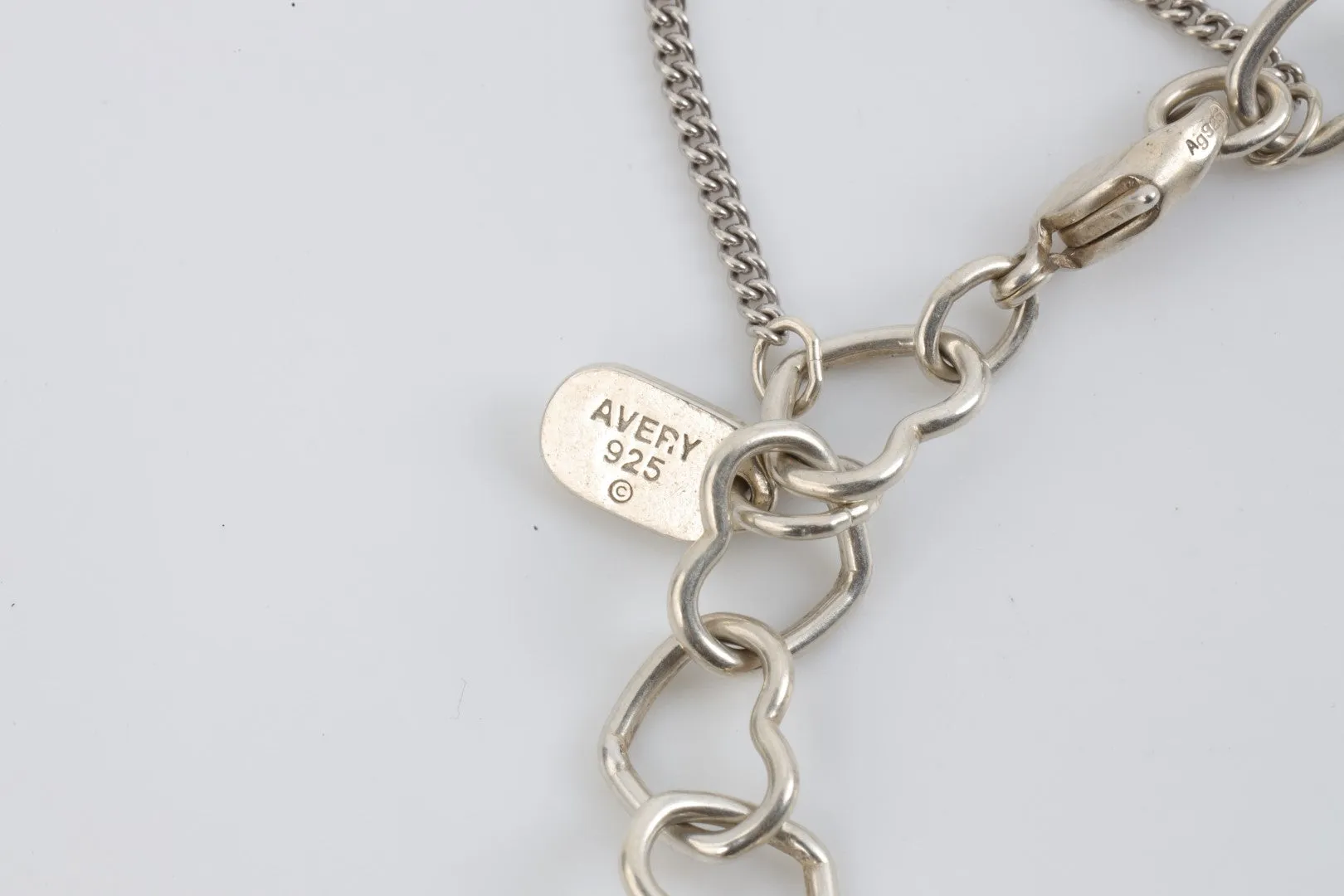 6.5" James Avery 925 Silver Connected Hearts Charm Bracelet (9.70g.)