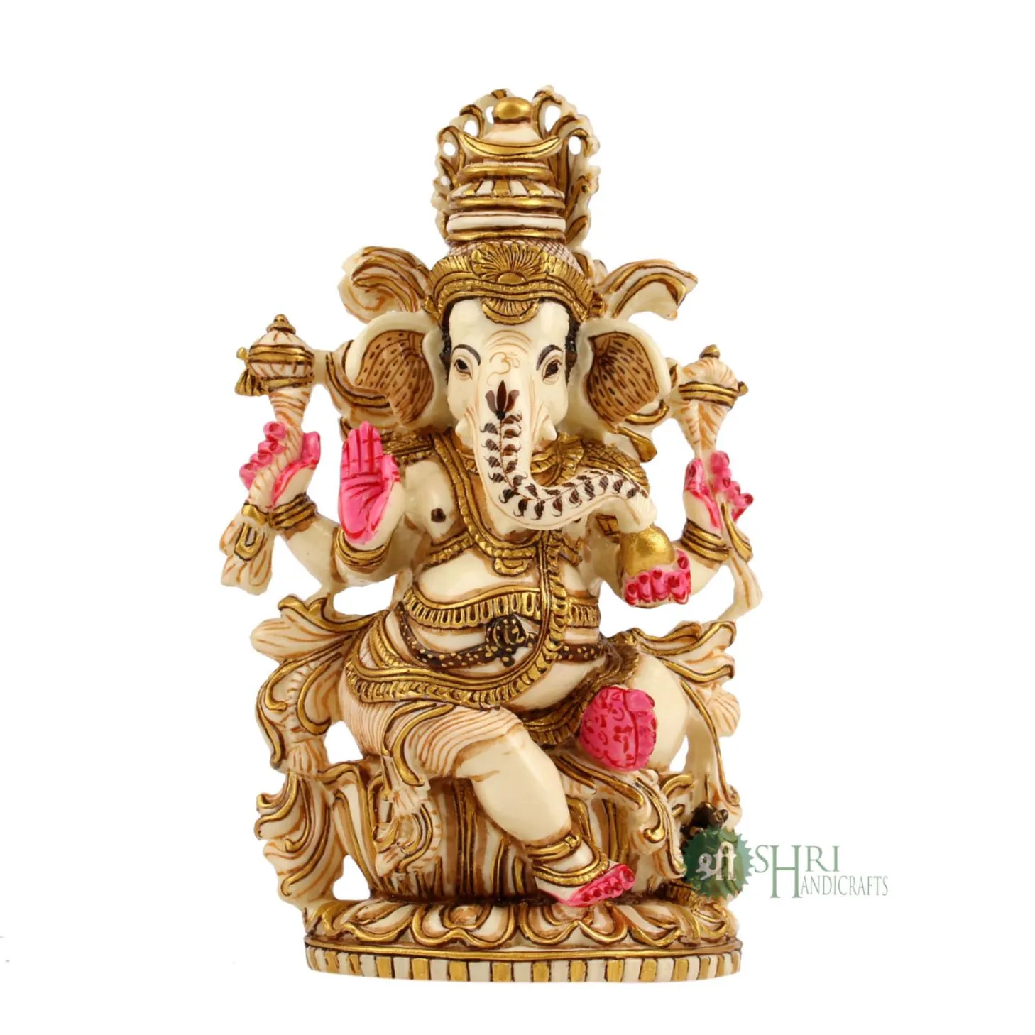 8" GANESHA SITTING GOLD PAINTING