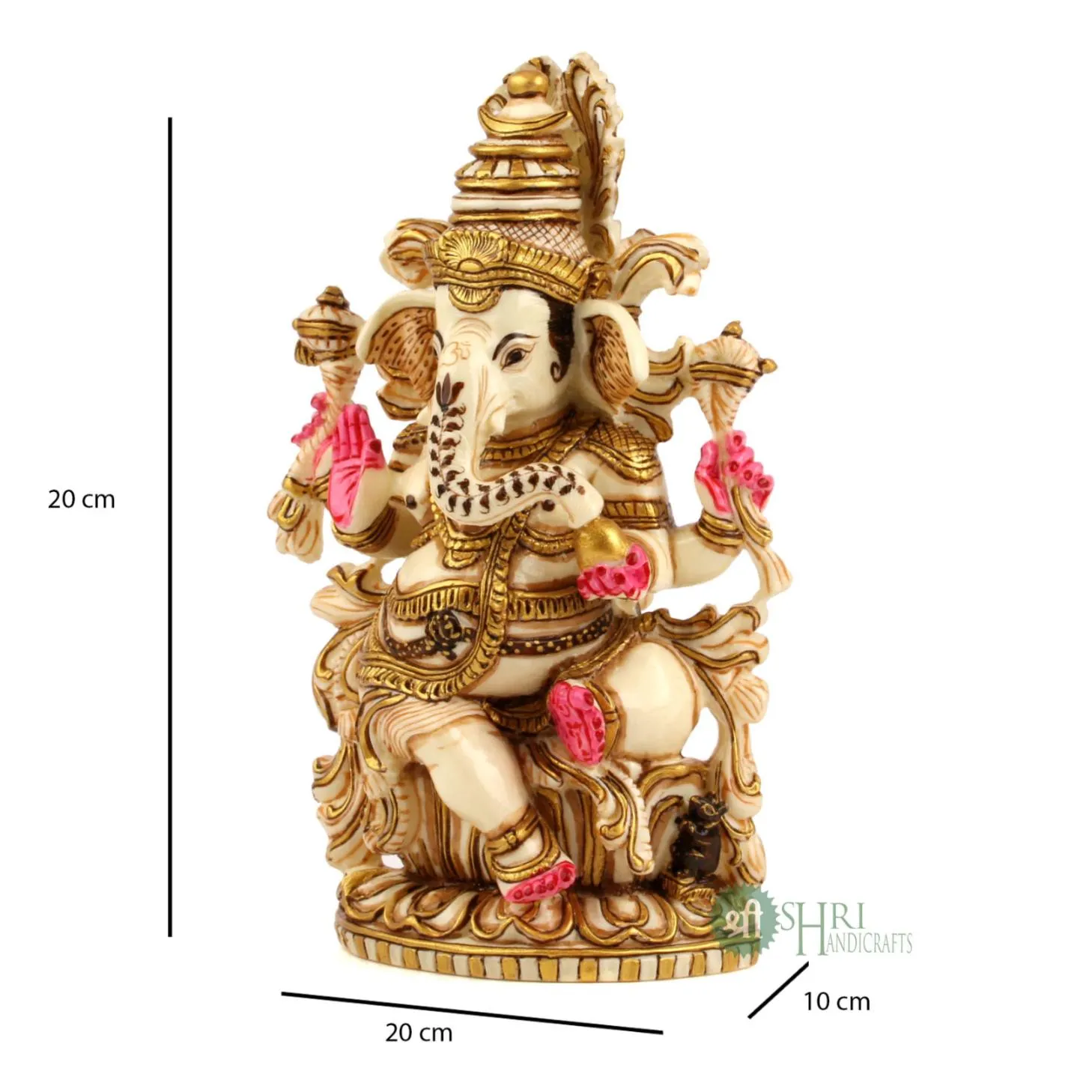 8" GANESHA SITTING GOLD PAINTING