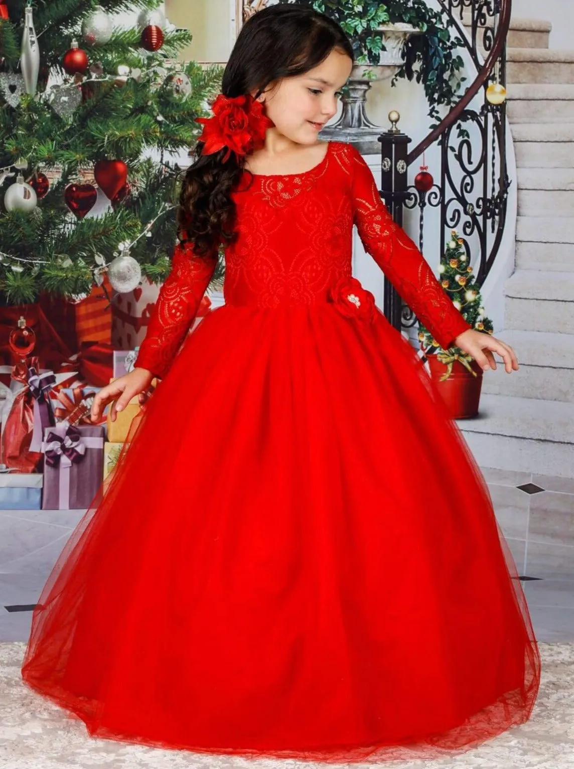 A Winter-ful World Lace Maxi Holiday Special Occasion Dress