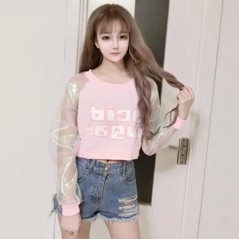 Acid Sugar Pastel Transparent Sleeve Crop Top SD00710