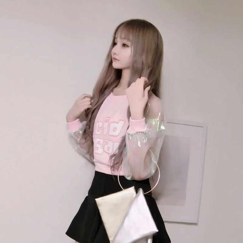 Acid Sugar Pastel Transparent Sleeve Crop Top SD00710