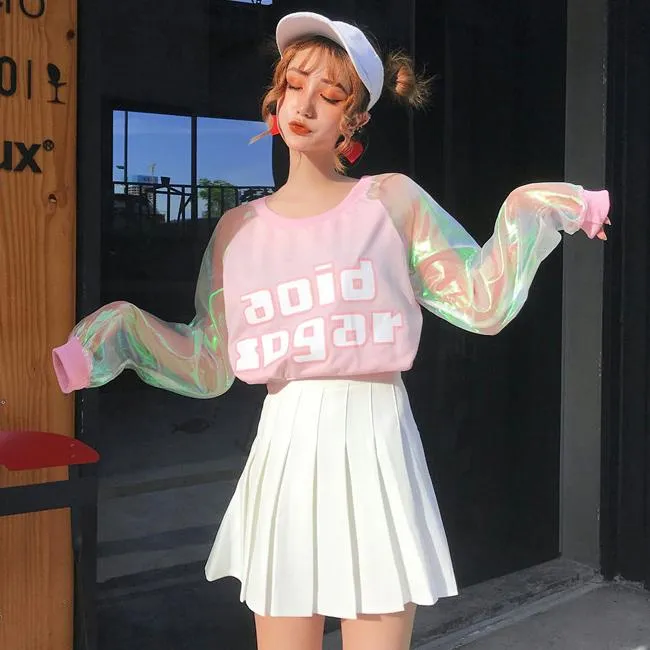 Acid Sugar Pastel Transparent Sleeve Crop Top SD00710