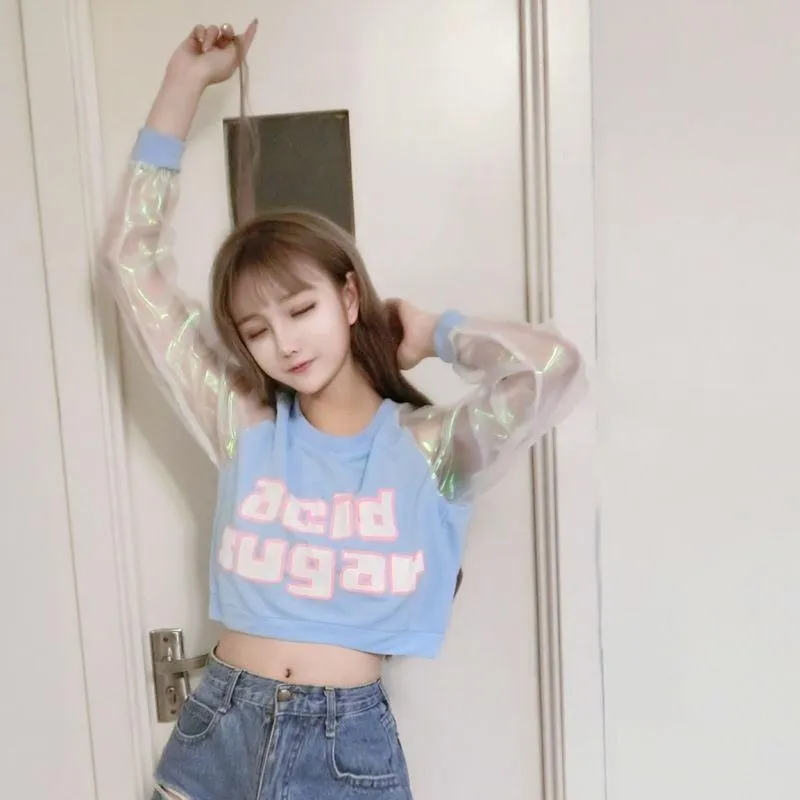 Acid Sugar Pastel Transparent Sleeve Crop Top SD00710