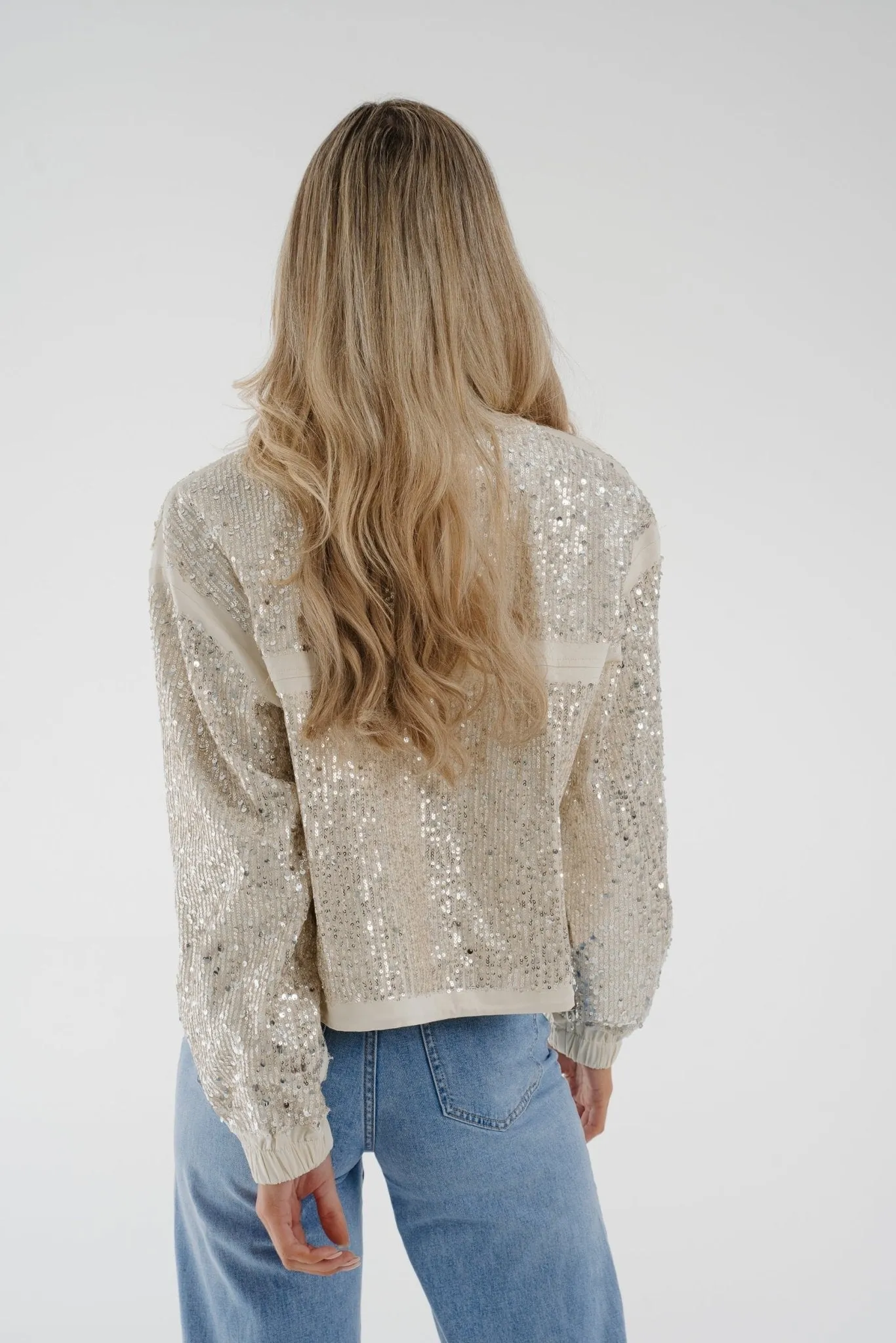 Alana Sequin Jacket In Ivory