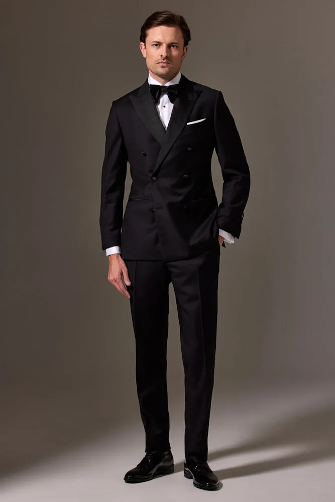 Alec Double Breasted Tuxedo - Black Wool