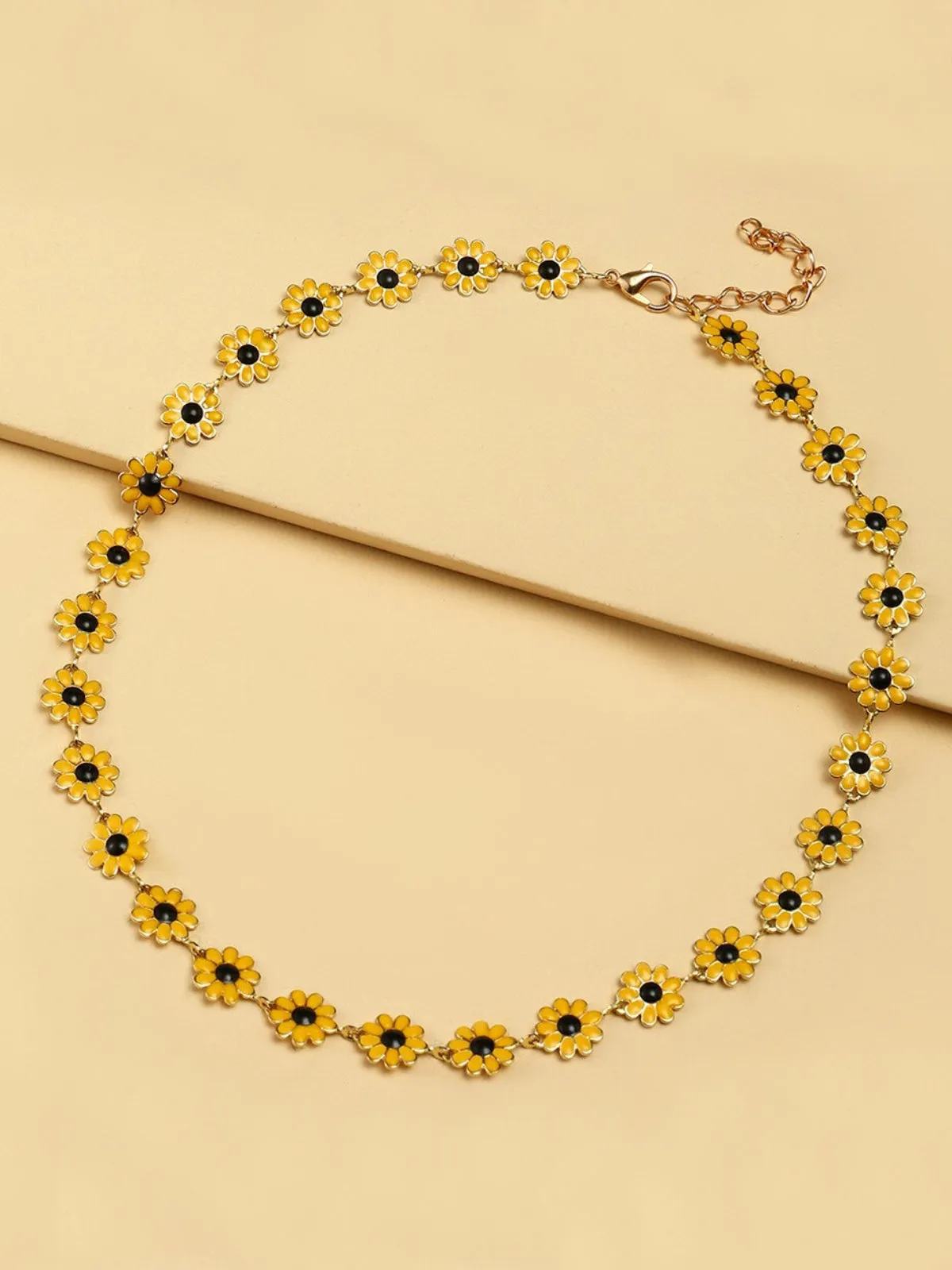 Always Sunny Here Enamel Sunflower Necklace