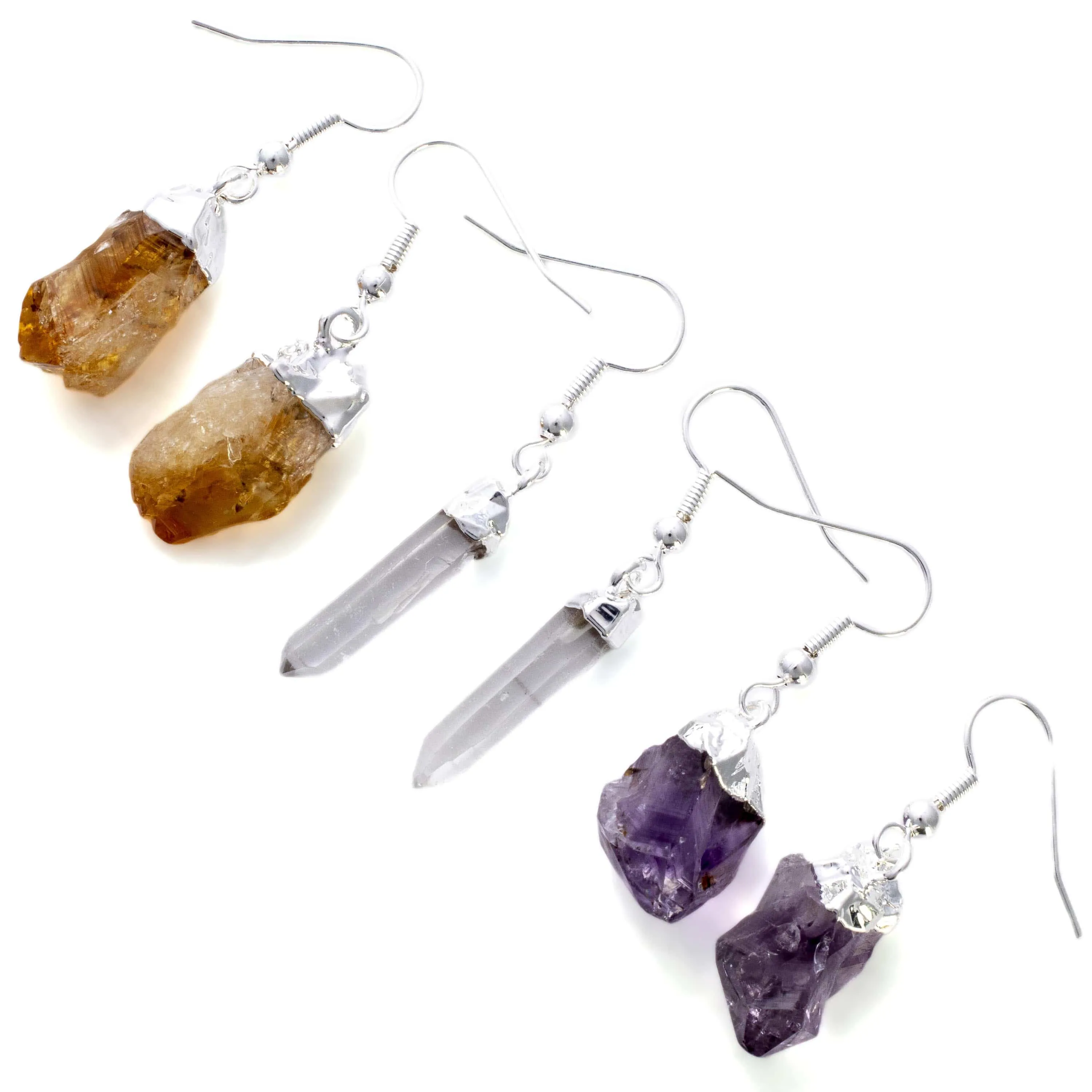 Amethyst Crystal Point Earrings