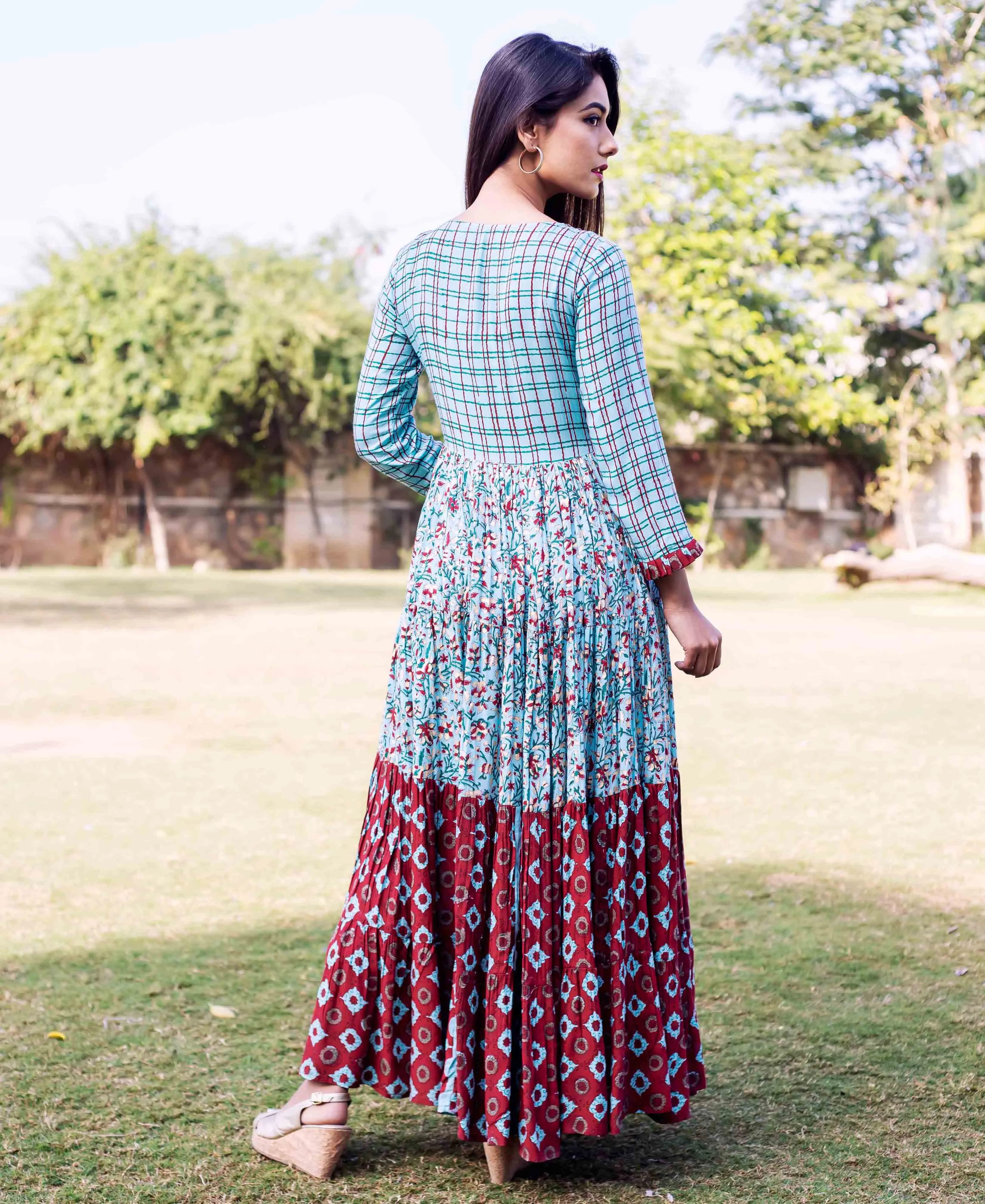 Anarkali Floor Length Block Printed Dress