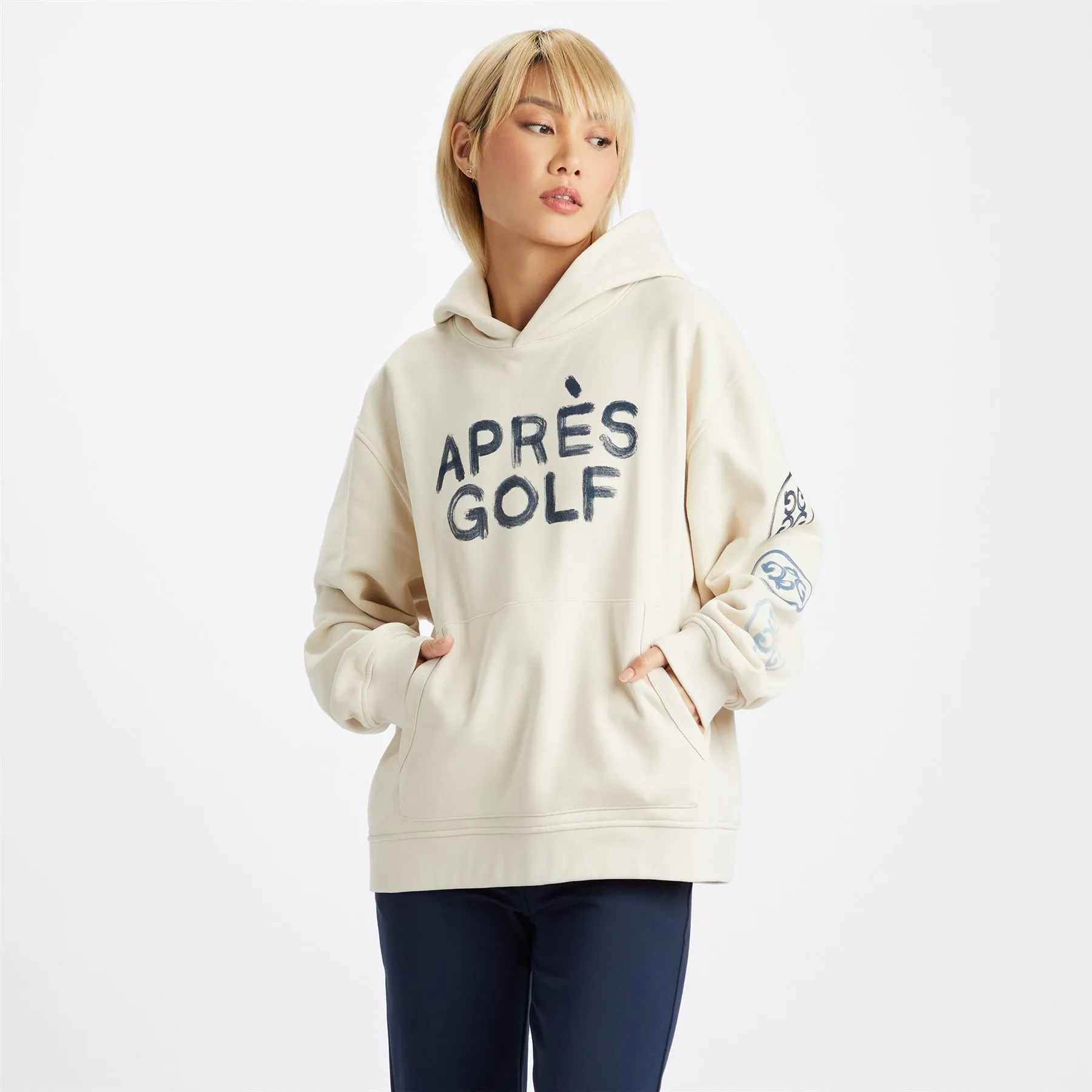 Apres Golf French Terry Oversized Fit Hoodie Stone - AW23