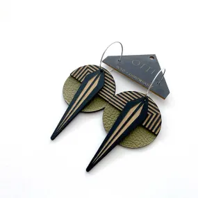 Architectural Leather   Birch Earring: Olive Naja