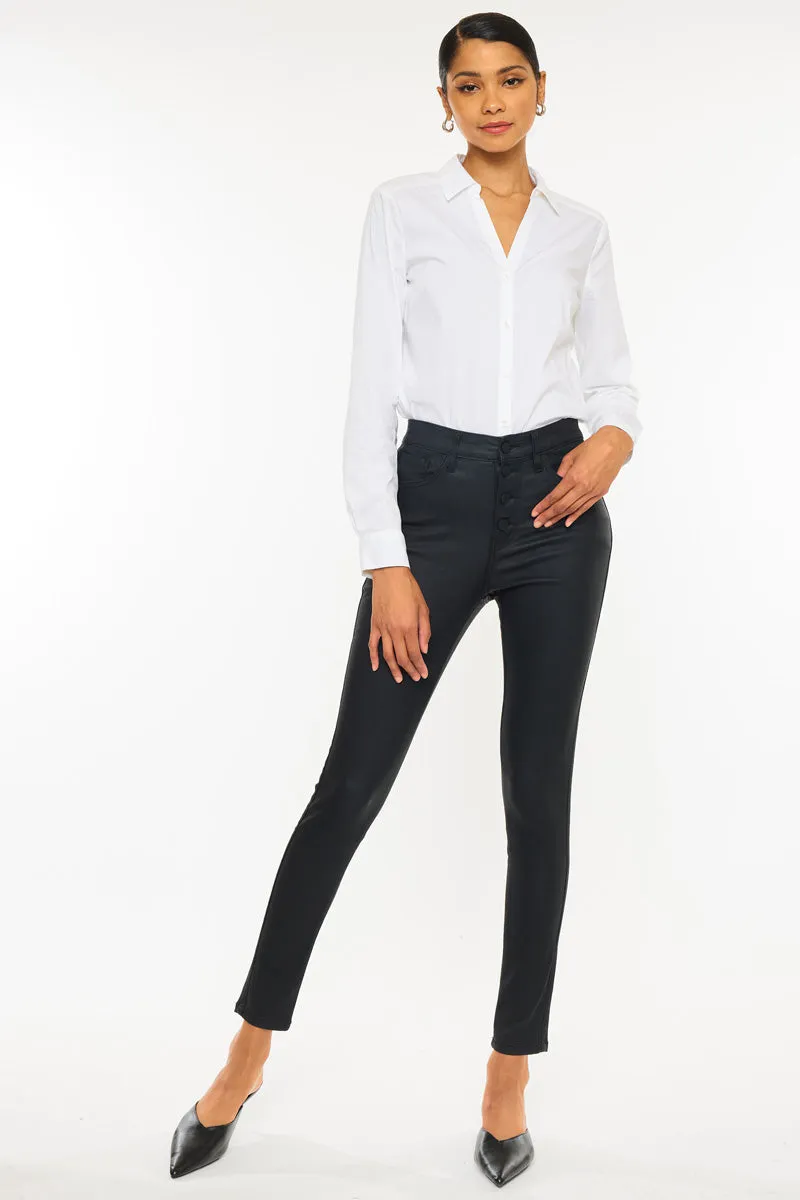 Autumn High Rise Faux Leather Ankle Skinny Pants