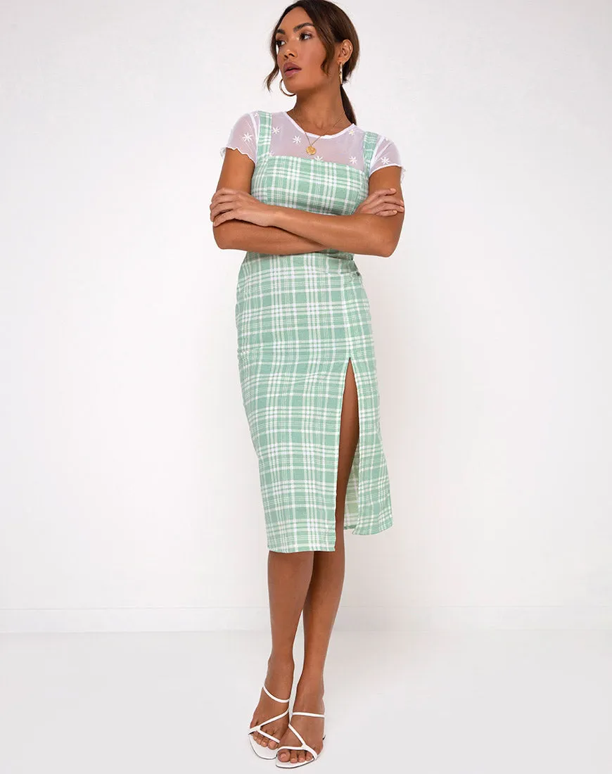 Ayuka Midi Dress in Table Cloth Neo Mint