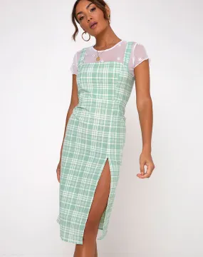 Ayuka Midi Dress in Table Cloth Neo Mint