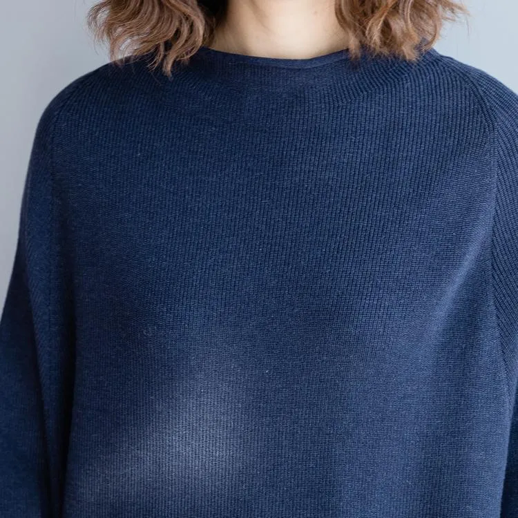 BABAKUD Autumn Bat-Sleeve Casual Loose Cotton Women's Sweater - Dark Blue