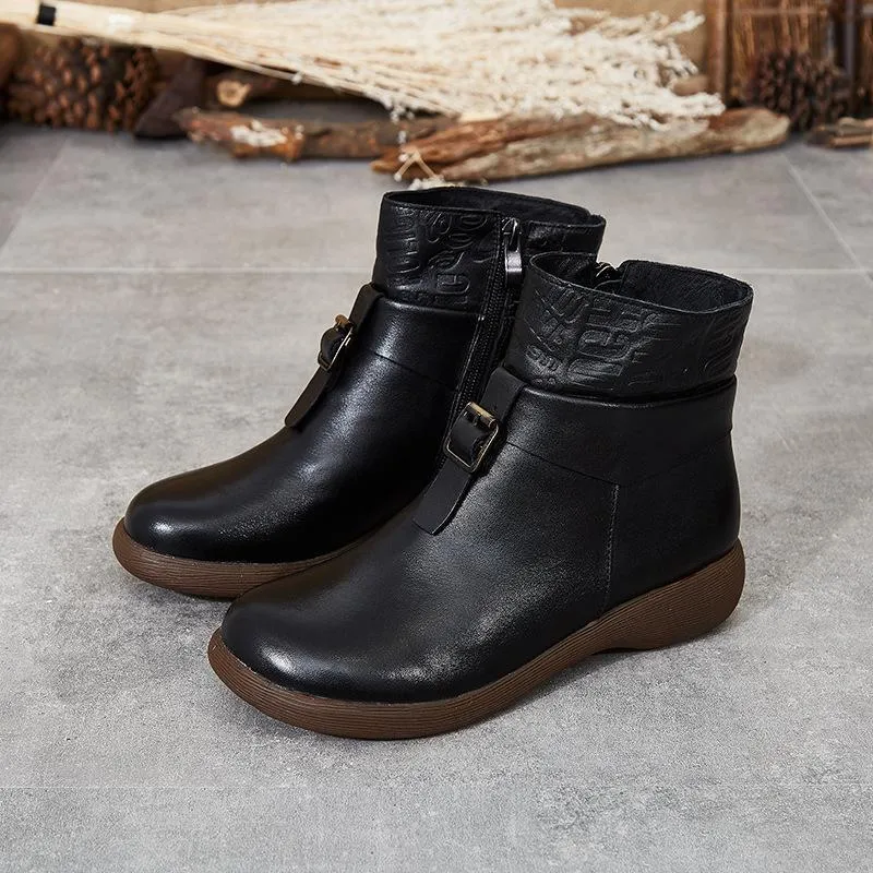 BABAKUD Autumn Winter Retro Casual Belt Buckle Short Boots