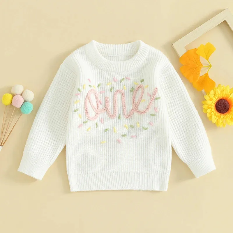 Baby Girls Deluxe Sweater - ONE - First Birthday Confetti