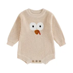 Baby Thanksgiving Turkey Sweater Romper 4 Colors