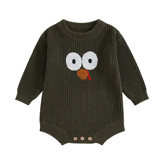 Baby Thanksgiving Turkey Sweater Romper 4 Colors