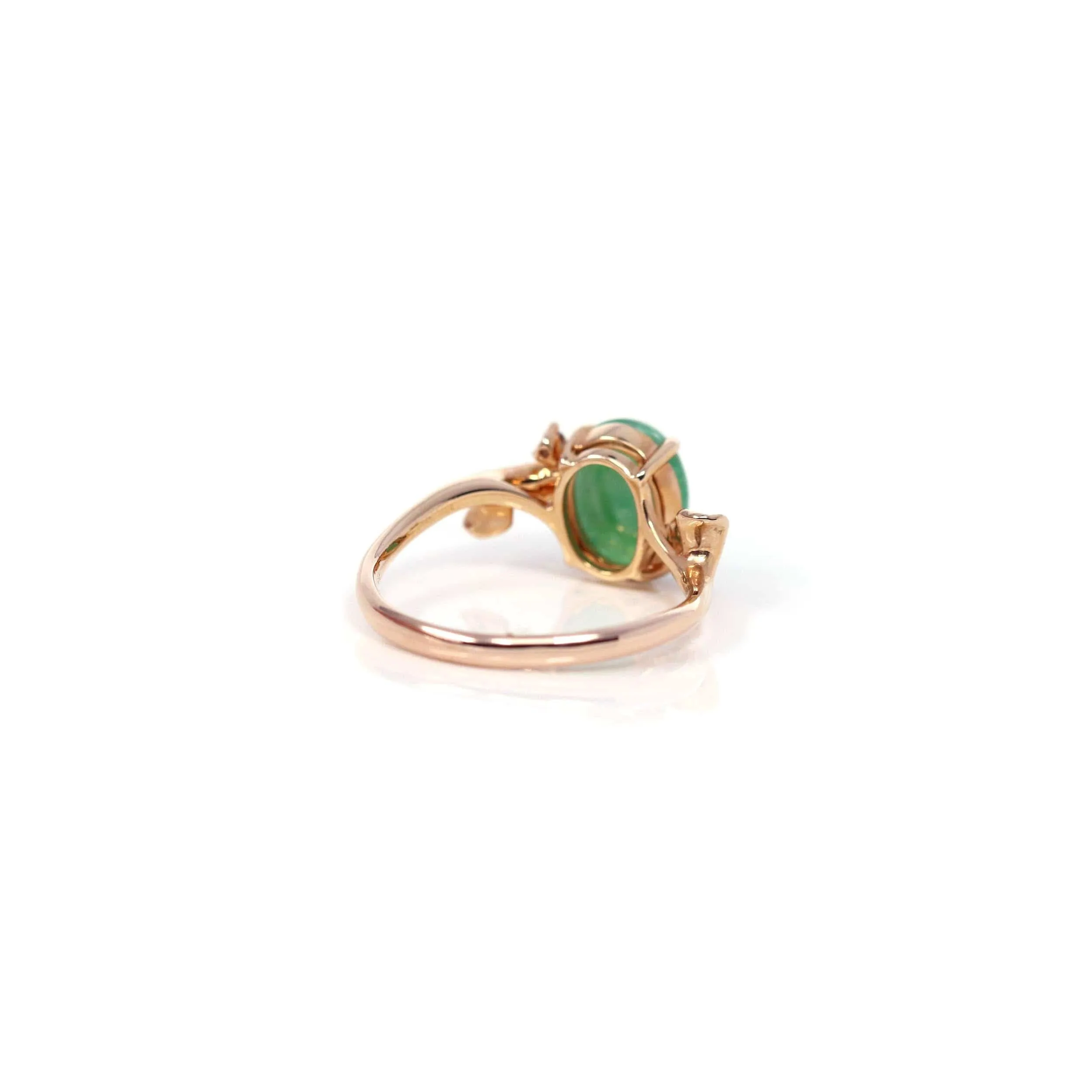 Baikalla? "Aretha" 18k Rose Gold Natural Imperial Jadeite Morning Glory Engagement Ring