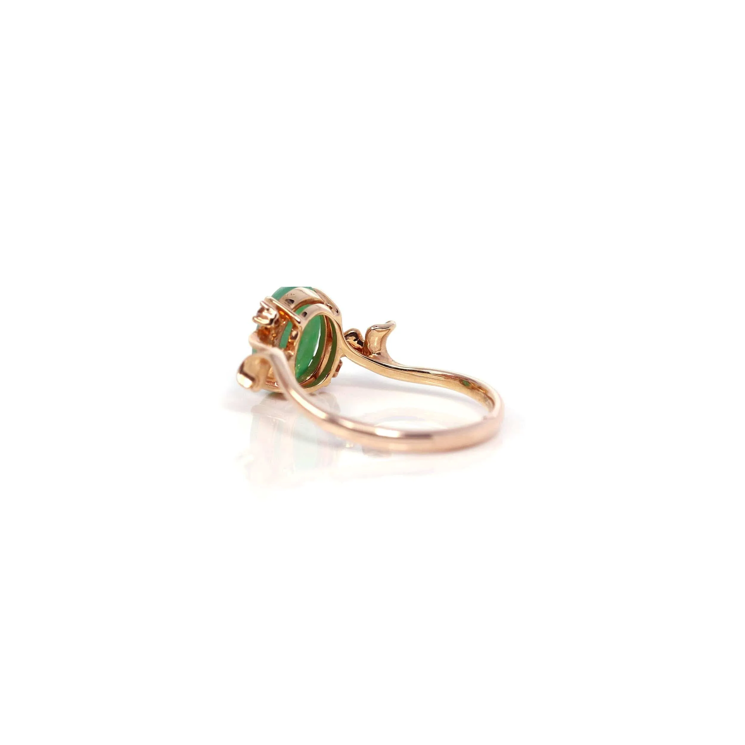 Baikalla? "Aretha" 18k Rose Gold Natural Imperial Jadeite Morning Glory Engagement Ring