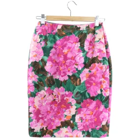 Balenciaga 2008 Pink and Green Floral Pencil Skirt - XS / 2