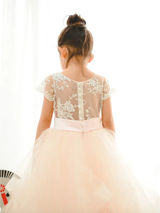 Ball Gown Lace Tulle Wedding Birthday Pageant Flower Girl Dresses