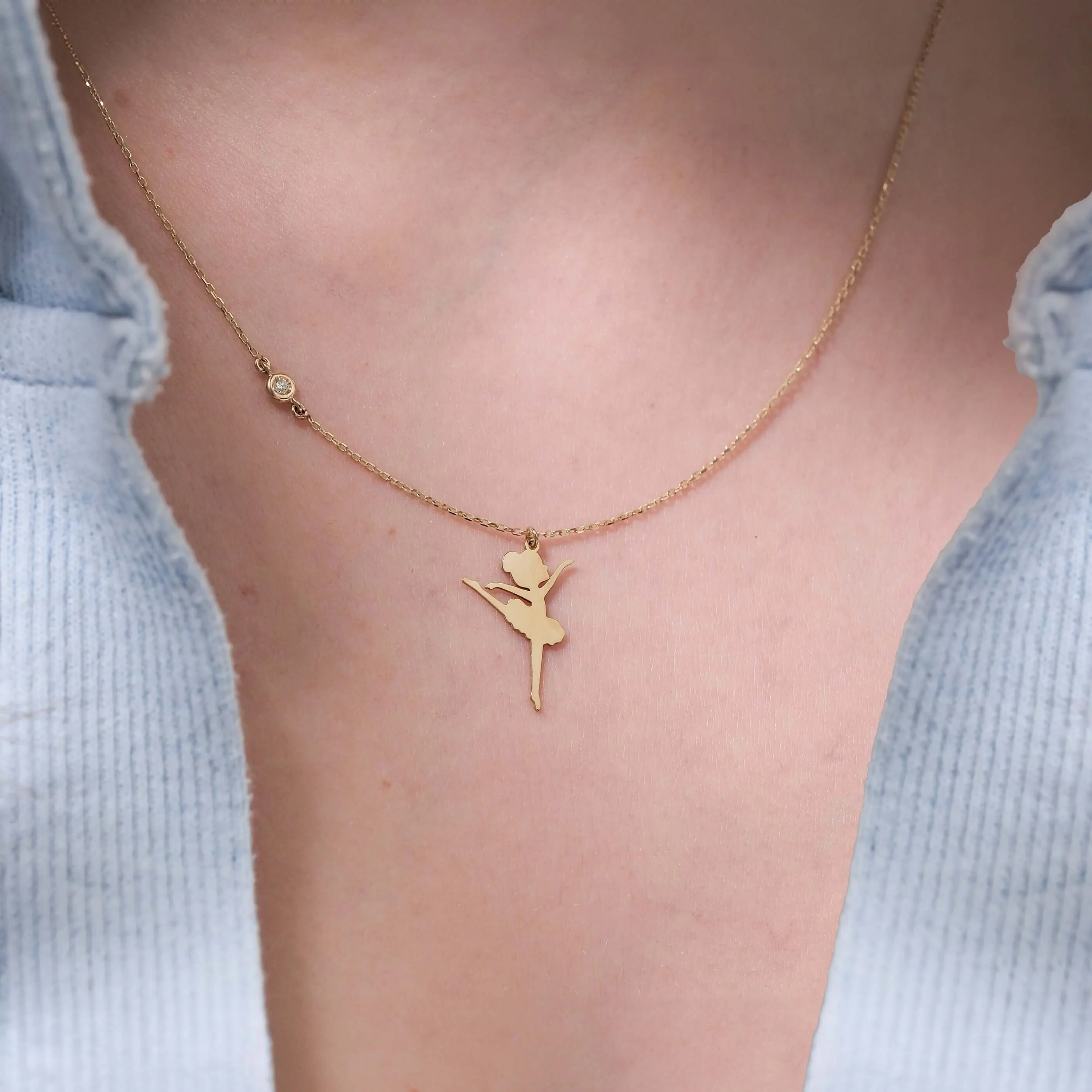 Ballet Necklace | 14K Solid Gold