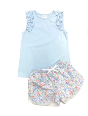 Be Elizabeth James & Lottie - Light Blue Ruffled Sleeveless Top