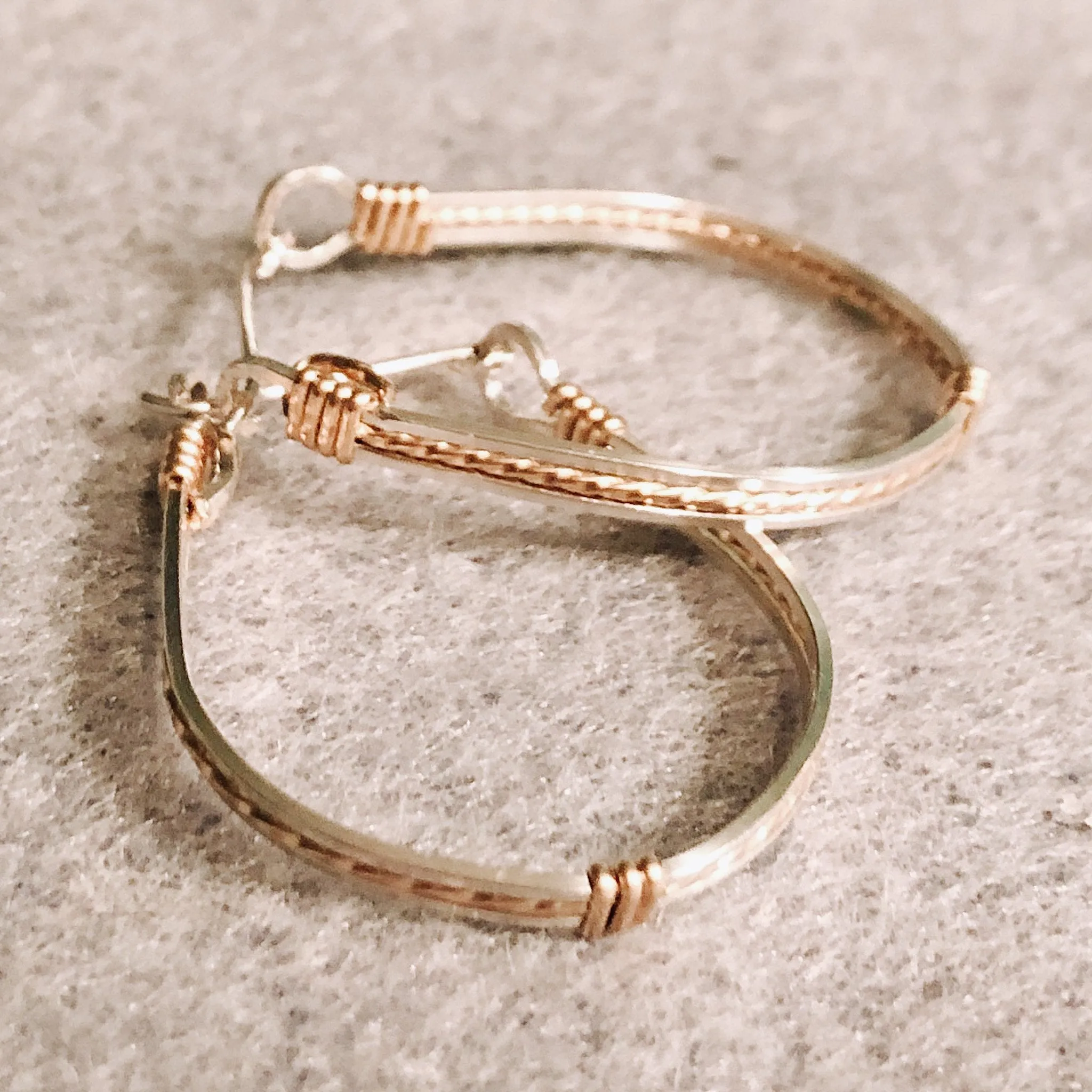 Beach Waves Sterling Silver & 14K Gold Hoop Earrings