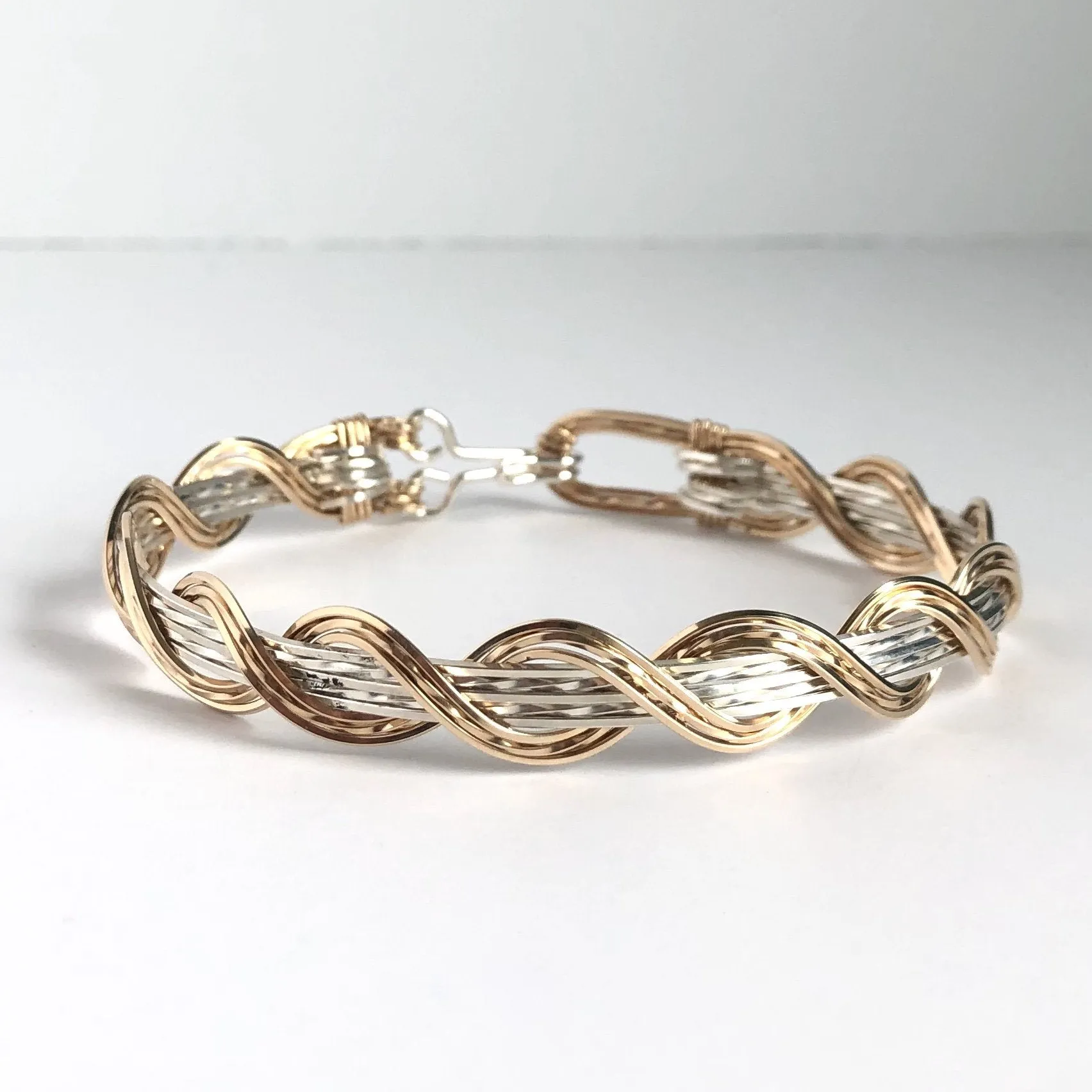 Beach Waves Sterling Silver & 14K Gold Hoop Earrings