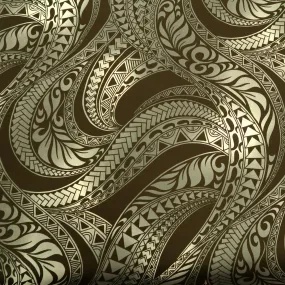 Beautiful Ombre Color Gift Wrapping Fabric in Polynesian Tribal Print - Black