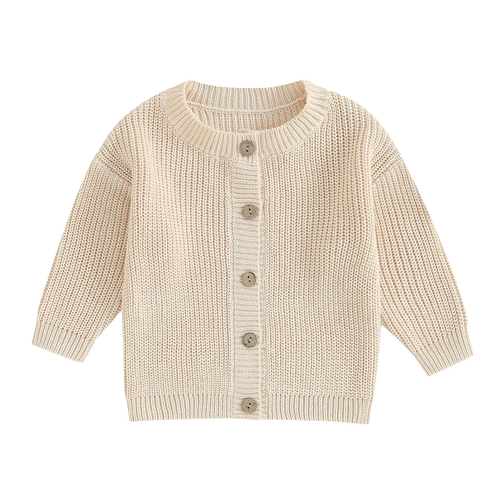 Beige Button Down Baby Girl Deluxe Sweater Cardigan Layette