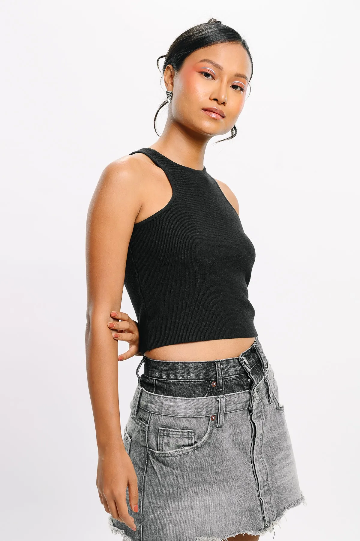 Black Crop Tank Top