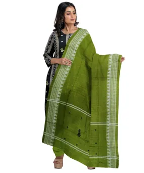 Black olive green handwoven cotton nuapatna dress material