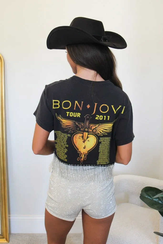 Bon Jovi Rhinestone Fringe Tee