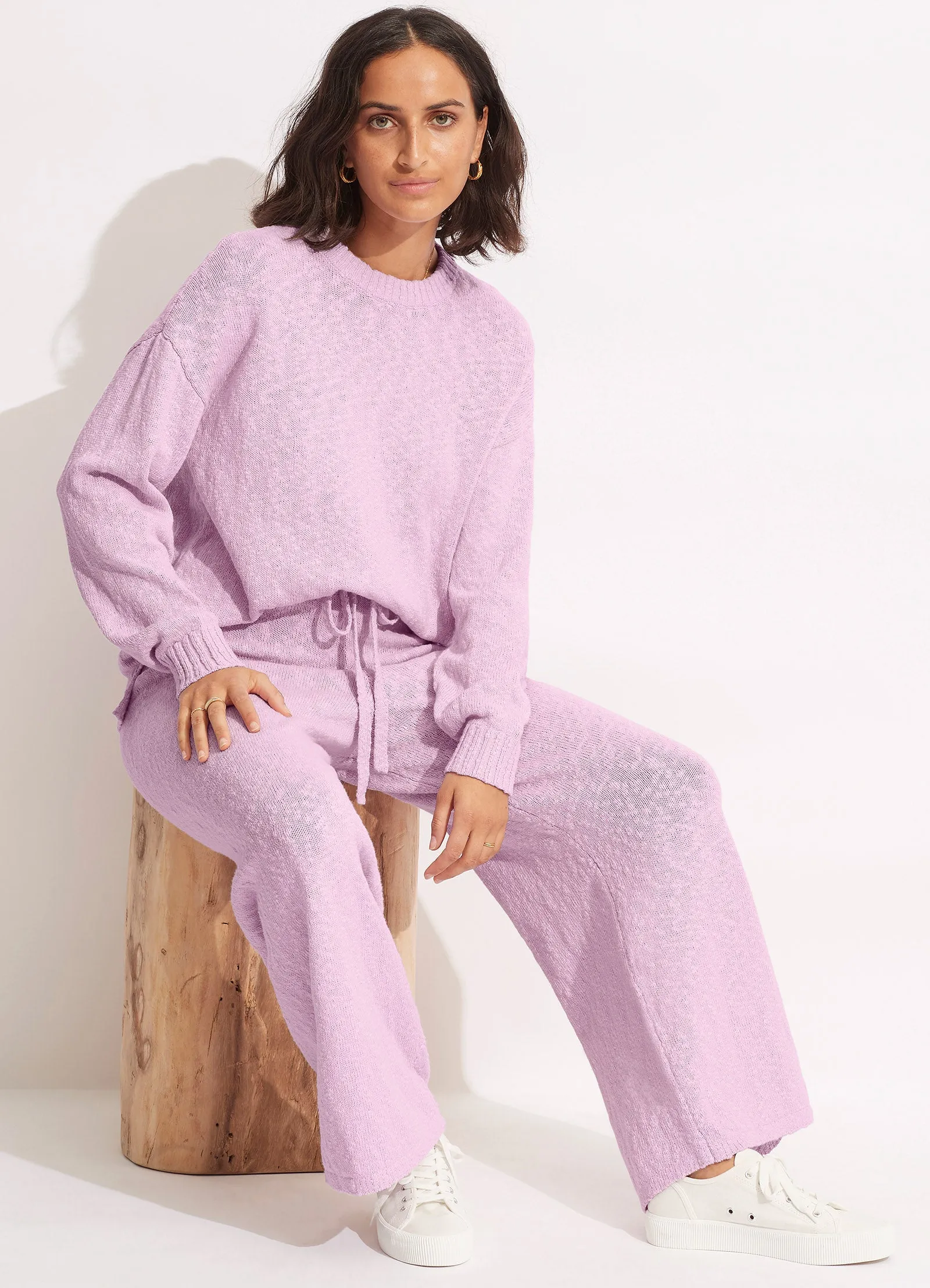 Boucle Knit Pant  - Lilac