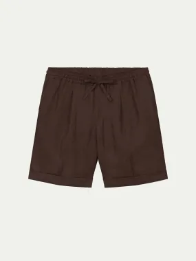 Brown Linen Seaside Shorts