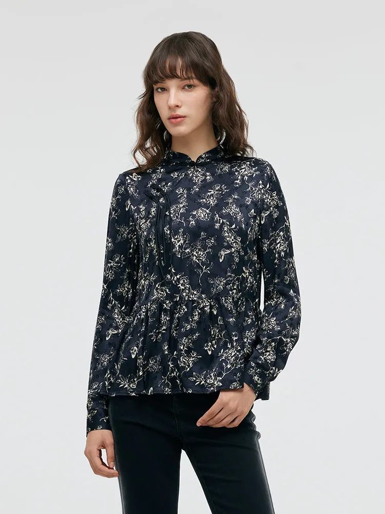 Butterflies Print New Chinese-Style Women Blouse