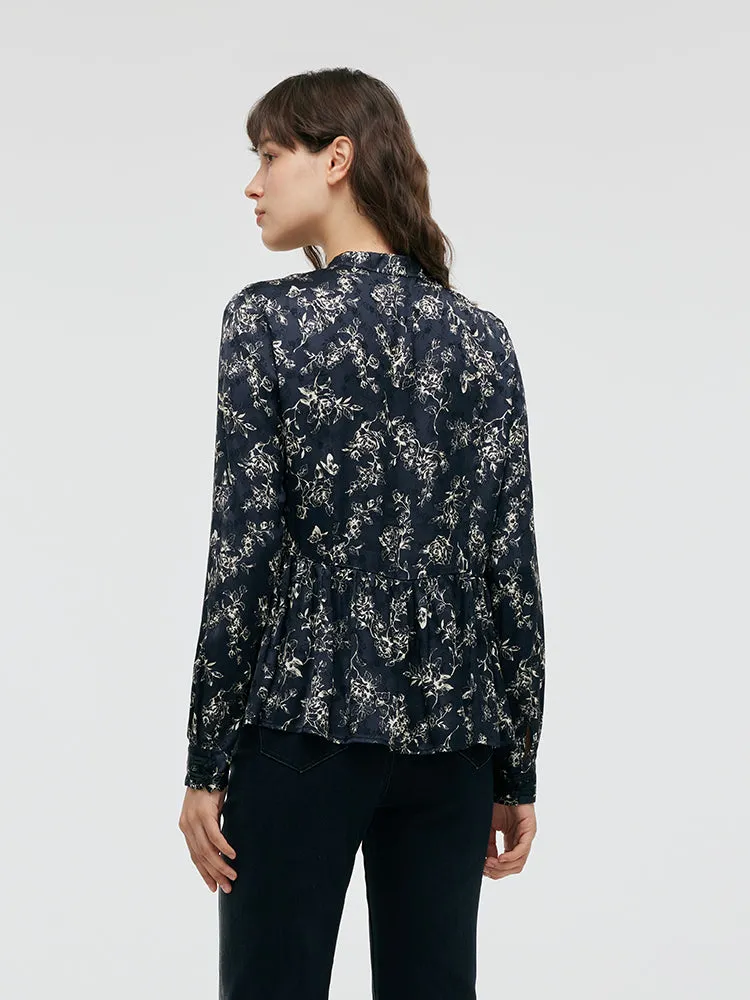 Butterflies Print New Chinese-Style Women Blouse