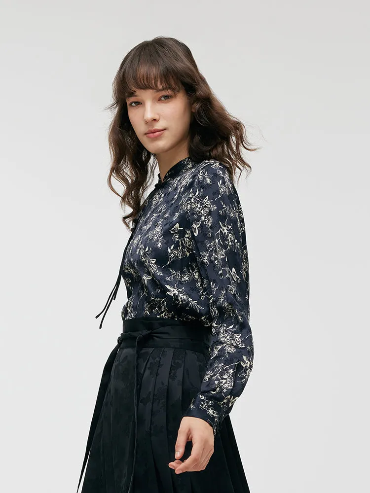 Butterflies Print New Chinese-Style Women Blouse