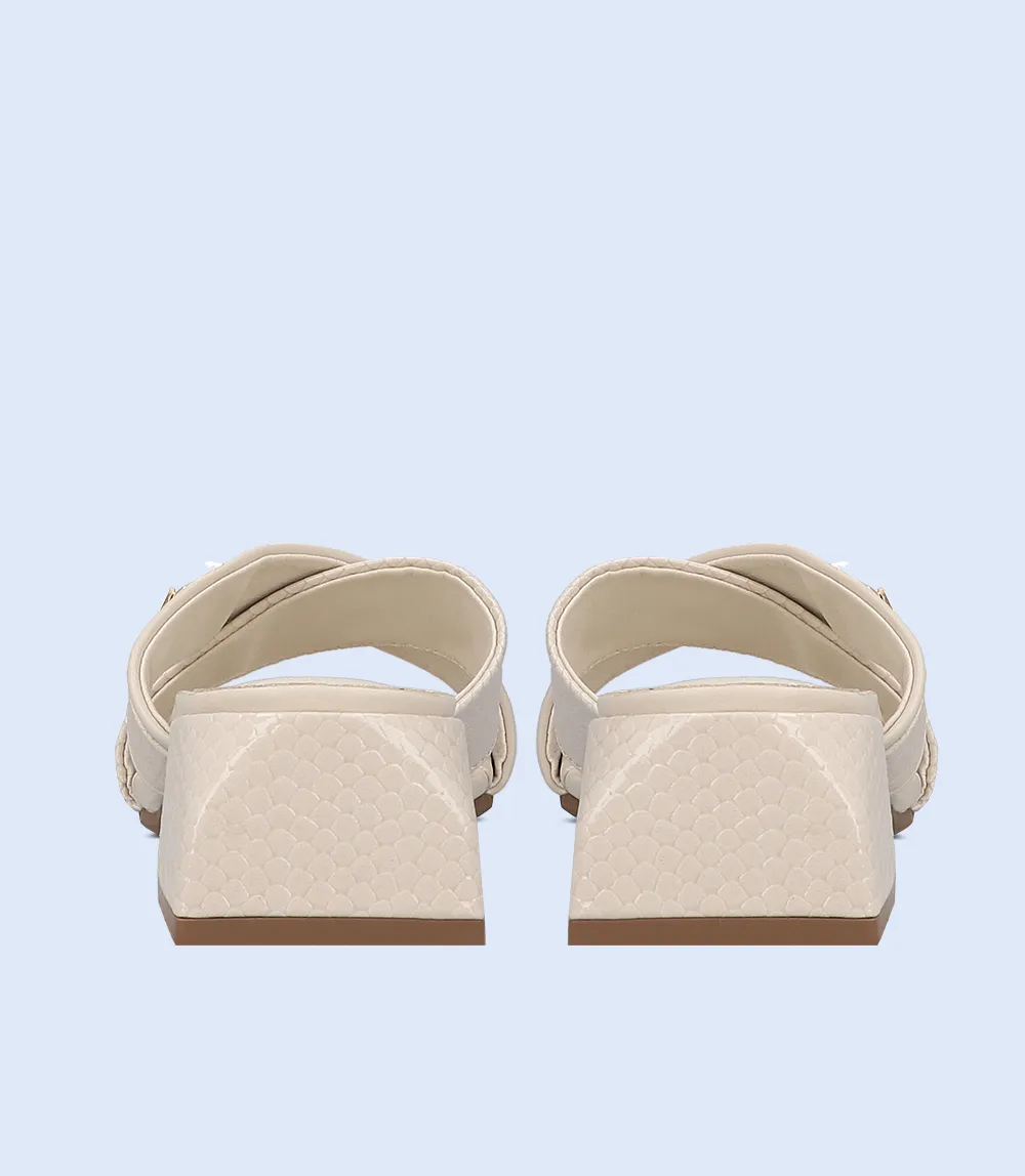 BW7327-IVORY-Women Casual Slipper Heels