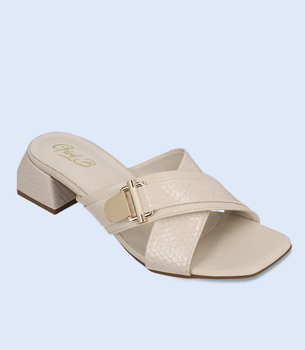 BW7327-IVORY-Women Casual Slipper Heels