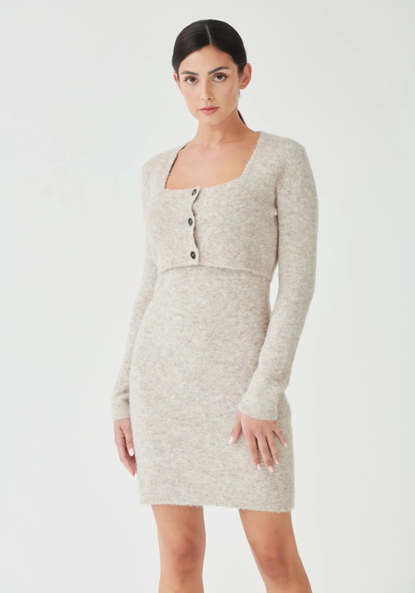 Cadie Knit Dress Set - Oatmeal - Outlet