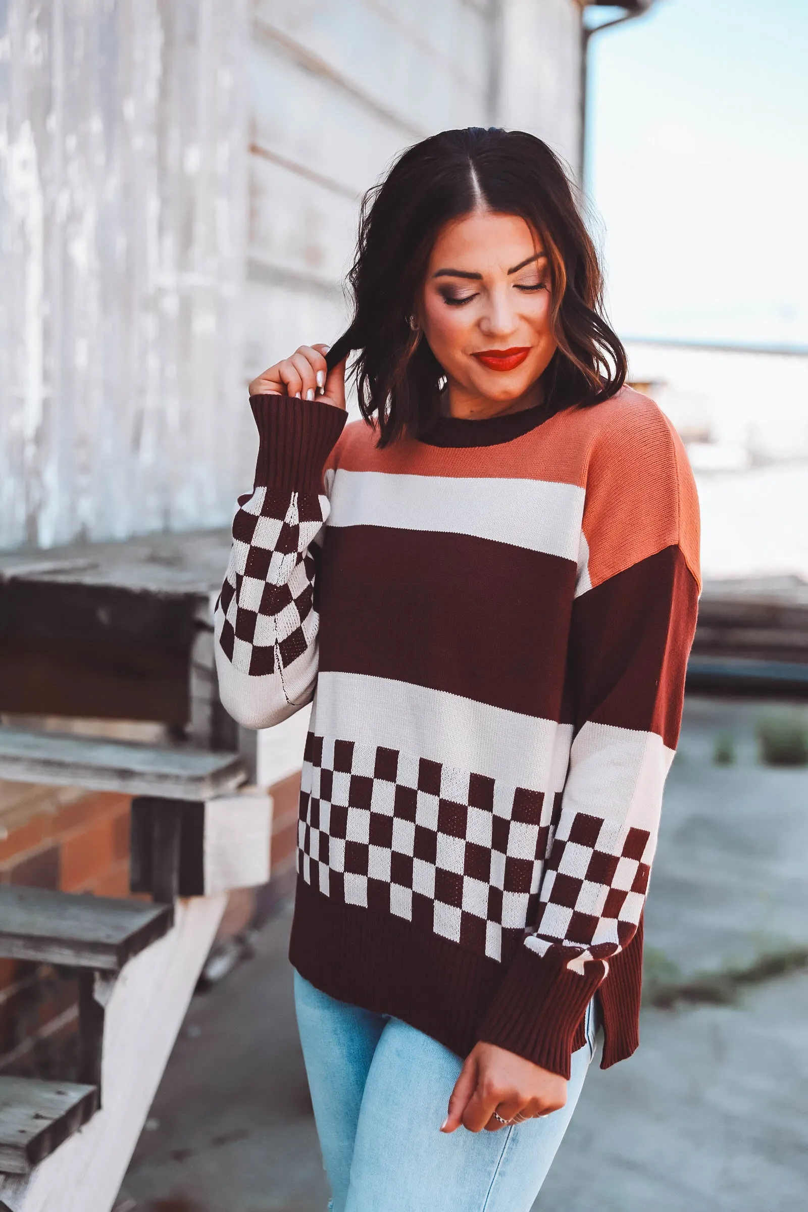 Carissa Sweater-Wine/Rust